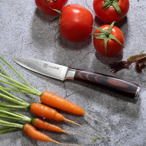 PAUDIN Paring Knife, 3.5 Inch Fruit Knife, High Carbon 5Cr15Mov Stainless Steel Forged Paring Knife, Ultra Sharp Small Kitchen Knife, Ergonomic Wo...
