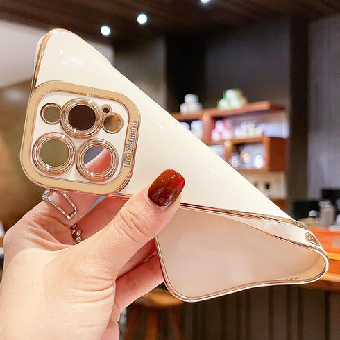 Lafunda Designed for iPhone 15 Pro Max Case Cute, Luxury Plating Case for Women Girls Gold Edge TPU Bumper Cover with Camera Protection Shockproof...