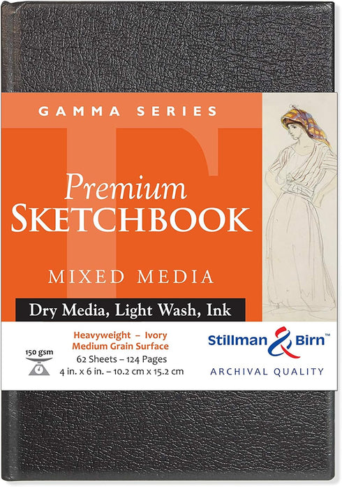 Stillman & Birn Gamma Series Hardbound Sketchbook, 4" x 6", 150 GSM (Heavyweight), Ivory Paper, Medium Grain Surface...
