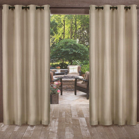 Exclusive Home Biscayne Indoor/Outdoor Two Tone Textured Grommet Top Curtain Panel, 54"x120", Sand, Set of 2...