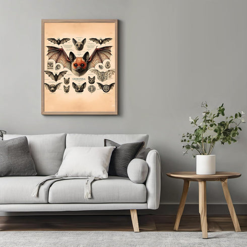 Posterizer 1 pcs-Gothic Bat Dictionary Wall Art-Retro Art-Art for Animal Lovers-Gift for Steampunk or Goth Fans-Living Room Bedroom Decor- unframe...