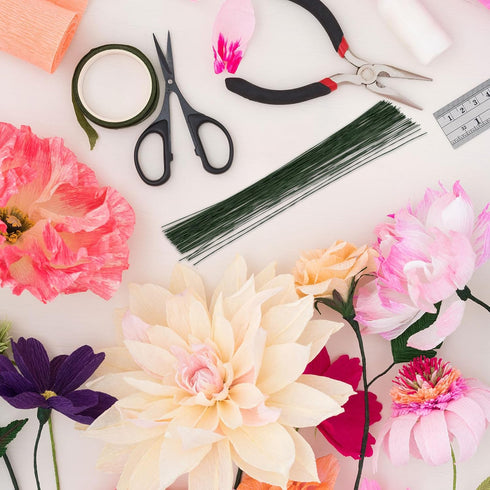 PATIKIL 28 Gauge 14" Floral Stem Wire, 100 Pcs Paper Wrapped Iron Artificial Flower Stem Accessories for DIY Bouquet Stem and Craft Decoration, Da...