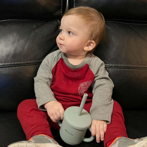 Silicone Sippy Cup for Toddler, Transition Straw Cups for baby 12 months +, Unbreakable Kids Cups 3 in 1, 2 Pack Dishwasher & Microwave Safe, BPA ...