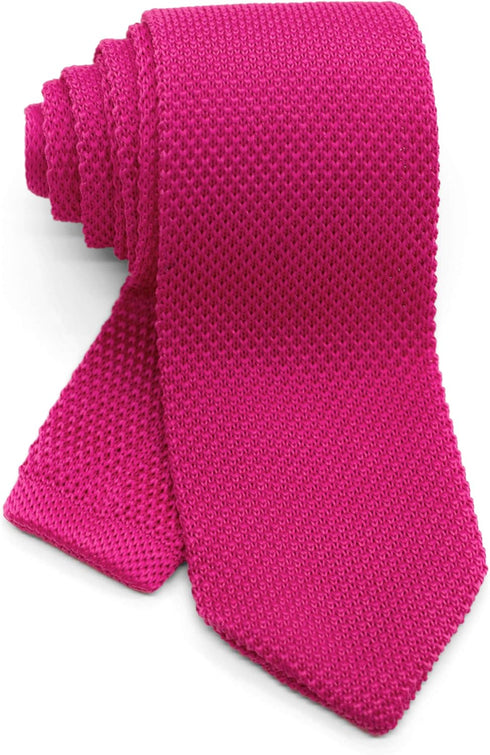 Men's Pointed Knit Tie Necktie Width 2.75 inches Washable Solid Color Shoking Hot Neon Pink...