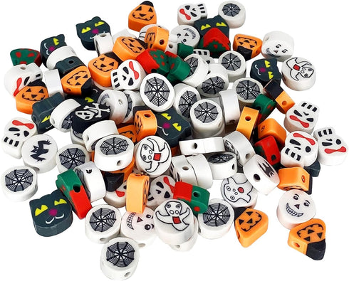 100 Pcs Polymer Clay Beads Mixed Heishi Spacer Beads Supplies for DIY Bracelet Earring Necklace Jewelry Making (Halloween-2)...