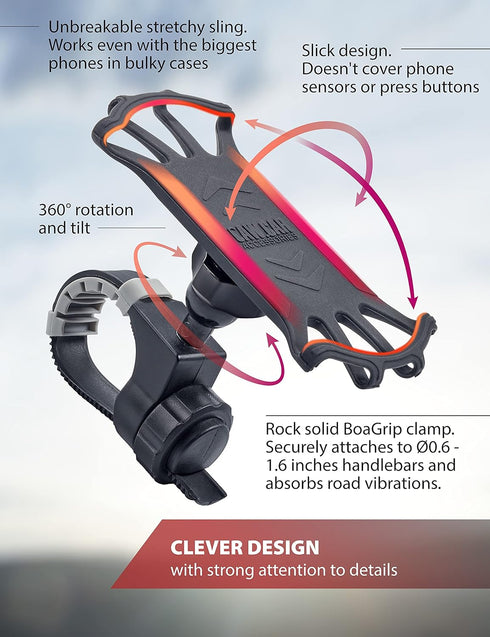 New 2025 Motorcycle & Bicycle Phone Mount - The Most Secure & Reliable Bike Phone Holder for iPhone, Samsung or Any Smartphone. Stress-Resistant a...