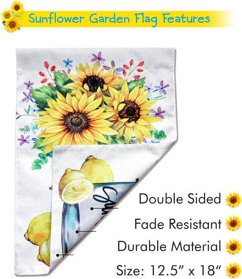Hello Sunshine Garden Flag Sunflower Summer Fall Outdoor Yard Flags for Garden Decor Double Sided 12.5X18 Inch (Sunflower)...
