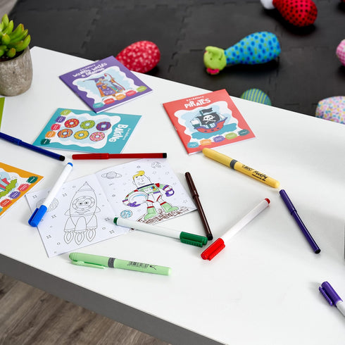 THE TWIDDLERS - 24 Pack 6 Themes Bulk Mini Coloring Books for Kids Ages 3+, includes Castles Dragons Space Pirate Baking Beach - Coloring Book Par...