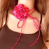 Pink Flower Choker for Women, Flower Necklace Big Camellia Lace Collar Necklace Wedding Party Jewerly Hair Rope Style 1...