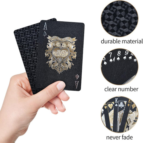 Joyoldelf Playing Cards, Black Playing Cards & Waterproof Playing Cards & Plastic Playing Cards with Box, Cool & Flexible Poker Cards/Deck of Card...