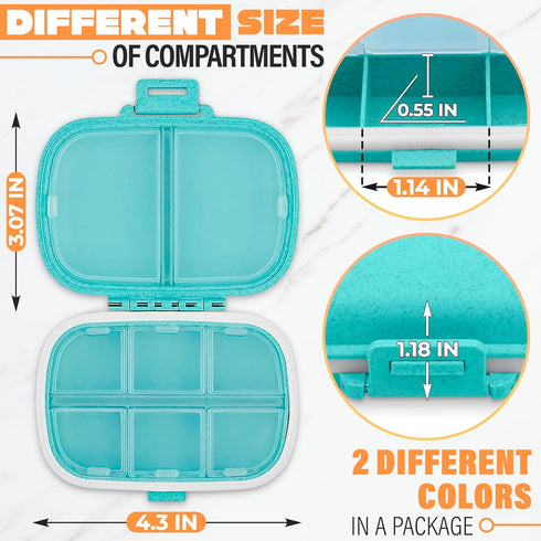 2Pcs Travel Pill Organizer Small Pill Case - Weekly Pill Organizer Small Pill Container Travel Pill Case Pill Box Organizer Purse Pill Case - Pill...