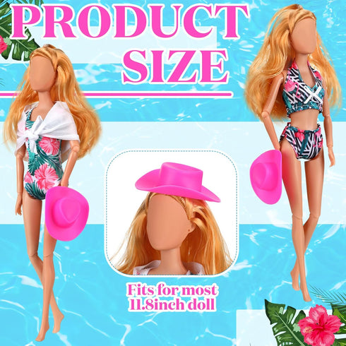 Bencailor 5 Pcs Doll Clothes for 11.8 Inch Doll Swimsuits Doll Swimming Clothing and Accessories Set Pink Doll Hat Summer Holiday Birthday Gifts (...