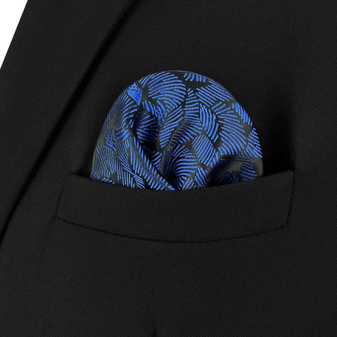 S&W SHLAX&WING Mens Pocket Square for Suit Navy Blue Black Large Size Pattern 12×12 Business...