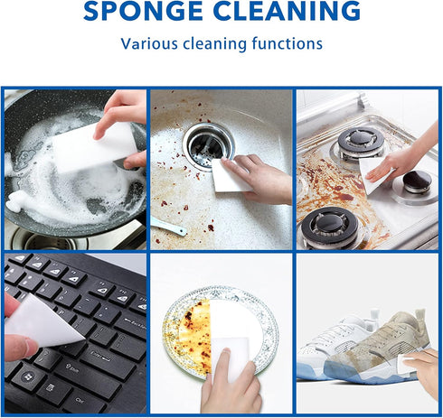 100PCS Eraser Sheets, Magic Cleaning Sponge Disposable, Thin Nano Dish Sponge Cleaner Pads Eraser Wipes for Kitchen Shoe Furniture Bathroom Shower...