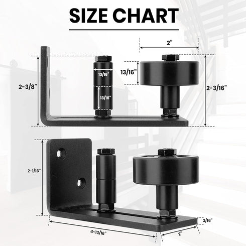 Barn Door Floor Guide - Sliding Barn Door Floor Guide for Bottom Adjustable Roller 8-Setup Options - Quiet Operations, Flush Design with Felt Stri...