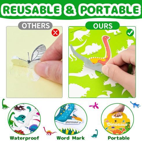 Reusable Sticker Book for Kids, 3 Sets Themed Activity Books with Puffy Stickers for Toddlers Boys Girls 3 4 5 Preschool Educational Learning Toys...