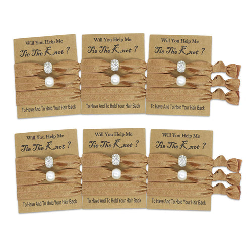 6 Packs Hair Tie Favors for Bridesmaids, Bachelorette Party & Bridal Shower Gifts (Gold)...