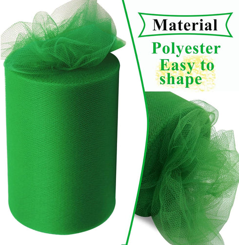 Emerald Green Tulle Fabric Rolls 6 Inch by 100 Yards (300 feet) Fabric Spool Tulle Ribbon for DIY Tutu Christmas Gift Wrapping Bow Baby Shower Bir...