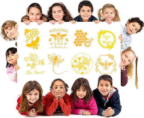 Tenare 12 Pieces Bee Honeycomb Stencil Template Reusable Honeycomb Honey DIY Bee Sweet Template Welcome to Our Stencils for DIY Craft on Wood Wall...
