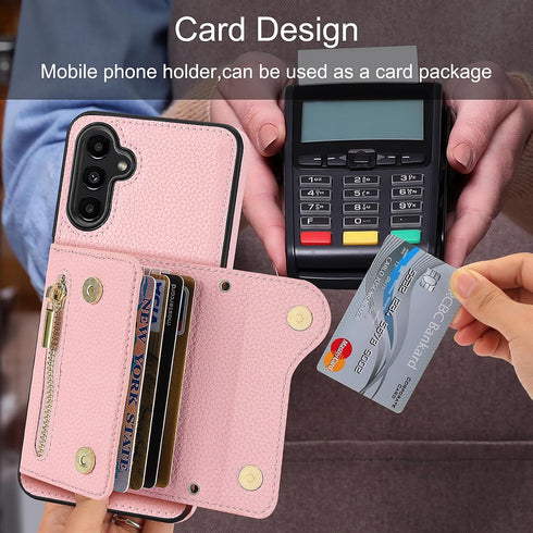 Asuwish Phone Case for Samsung Galaxy A25 5G Zipper Wallet Cover with Tempered Glass Screen Protector and Card Holder Slot Shoulder Crossbody Stra...