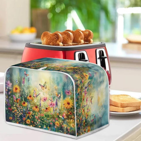 Butterfly Vibrant Floral Print Toasters Cover Quilted Toasters Cover Bread Maker Cover Kitchen Small Appliance Cover Toaster Oven Cover, for 2 Sli...