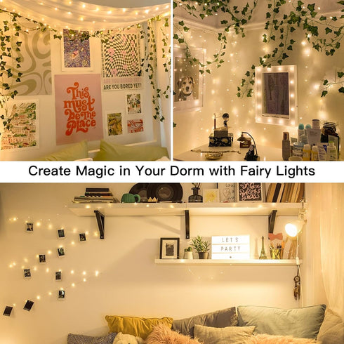 suddus 66ft 200 LED Outdoor String Lights, Warm White Christmas Fairy Light Battery Operated with Remote, Led Twinkle Lights for Bedroom, Dorm, Pa...