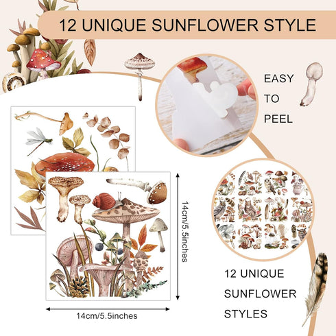 BBTO 12 Sheets Rub on Transfers for Crafts and Furniture Rub on Transfer Stickers Rub on Decals for Wood DIY Paper Home Decor, 5.5 x 5.7 Inch(Mush...