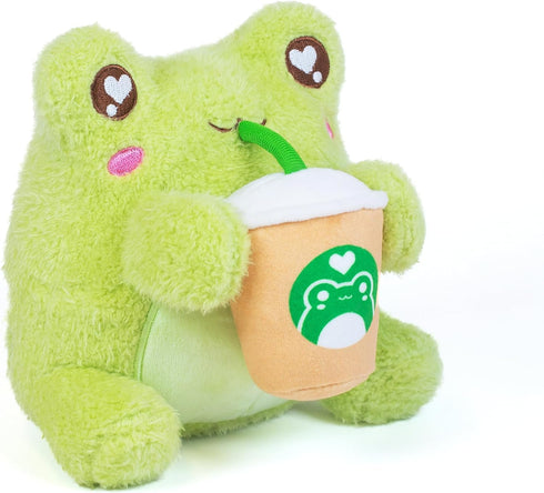 Cuddle Barn PlushGoals - Coffee Sippin' Wawa The Froggie Soft Lime Green Scented Stuffed Animal Kawaii Frog Plush Toy, 6 inches...