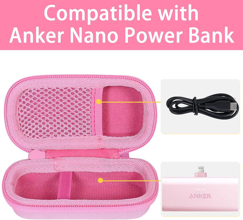 co2CREA Hard Case Compatible with Anker 621 Nano Power Bank 5,000mAh 12W Portable Charger, Pink Case...