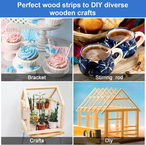 280 Pieces Balsa Wood Sticks 1/8 x 1/8 x 12 Inch Hardwood Square Dowels Balsa Wood Strips Square Wooden Dowel Rods Unfinished Wood Sticks for Craf...