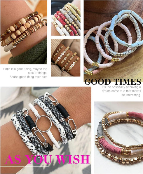 Bracelet Making Kit, 10,000 Pcs Polymer Clay Beads, 48 Colors Round Letter Beads Jewelry Making Kit Friendship Bracelets Heshi Beads with Charms S...