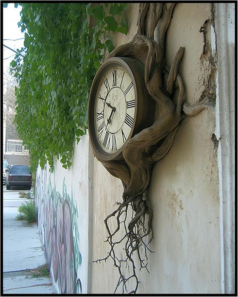 Posterizer-surreal street art scene-melting classic clock -2-Abstract & Modern Art Gift for Street Art, Mural Fans Living Room Bedroom Decor- unfr...