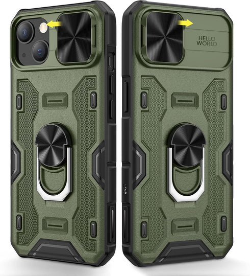 Caka for iPhone 14 Plus Case, 14 Plus Case with Camera Cover & Kickstand, Built-in 360°Rotate Ring Stand Magnetic Magnet Protective Phone Case Cov...