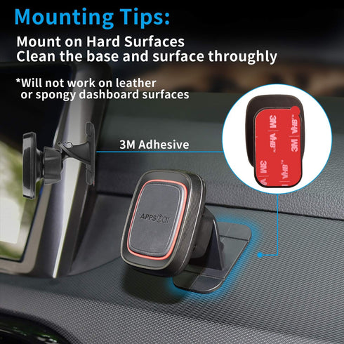 APPS2Car 3M Vhb Sticky Adhesive Pads Replacement Mounting Tape 4 Pcs, Dashboard Sticker Pads for Magnetic Phone Car Mount,Car Mount Adhesive,Doubl...