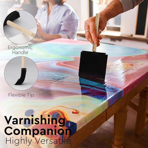 Vanitek 10 Piece Flat Flexible Poly Foam Bevel-Tipped Brush Set with Wooden Handles - Ideal for Applying Paint, Oil-Based Paints, Stain, Varnish, ...