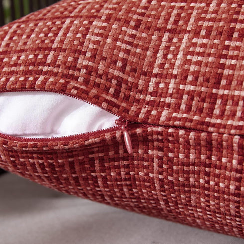 Pack of 2 Decorative Outdoor Waterproof Throw Pillow Covers Stripe Square Pillowcases Modern Cushion Cases for Patio Couch Bench 18 x 18 Inch red...