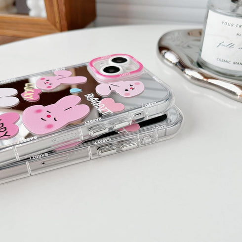Jmltech for iPhone 15 Pro Max Case Cute Mirror Girly Pink Rabbit Women Silicone Slim Protective Phone Cases for iPhone 15 Pro Max (Rabbit, iPhone ...