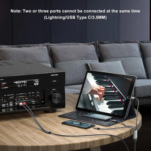Lightning to RCA Cable Audio Aux Adapter?10.3M?,RCA to 3.5mm Cable?USB C to 2 RCA Audio Cable? (3 in 1 Audio Cable) for Power Amplifier, Car, Home...