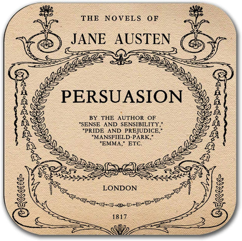 6 coasters with Complete Novels of Jane Austen Six Coffee Mug Coasters with Complete Novels of Jane Austen's book designs. (Aged Paper)...