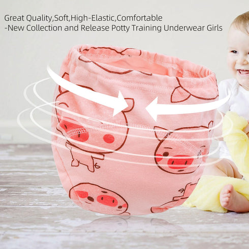 Joyo roy Soft Potty Training Pants 4 Packs Reusable Toddler Training Underwear Girls 3T 100% Cotton Absorbent Kid Confident Potty Training Underwe...