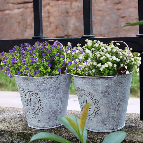 RECUTMS Artificial Flowers, Fake Boxwood Outdoor UV Resistant Plants Artificial Springs Flowers Eucalyptus Greenery Shrubs Bridal Wedding Bouquet ...