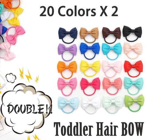 CÉLLOT Toddler Hair Accessories - 40pcs 2.75" Elastics Rubber Ribbon Bands, Bows for Baby Girls, Kids & Children...