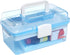 MyGift 10 Inch Portable First Aid Storage Box Transparent Blue Plastic Case, Tool Box, Sewing Box Organizer, Travel Kit Box with Removable Tray, C...