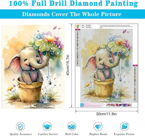 Meothan Diamond Art Kits for Adults, Full Drill Elephant Diamond Paintings Kits for Beginners, Round 5D Paint with Diamonds Pictures Gem Art Paint...
