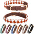 Bolux Leather Cute Dog Collar, Adjustable Soft Paded Cute Dog Collar for Small Medium Large Dogs, Classic Breathable Pet Collar with Checkered Pat...