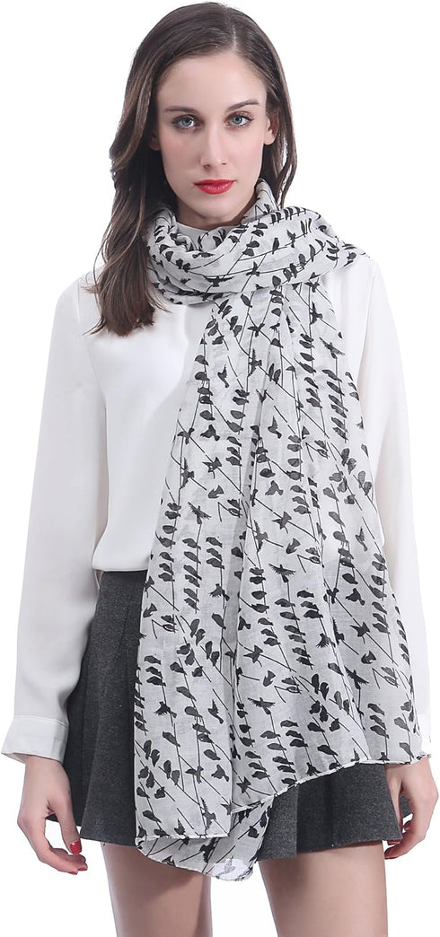 Bird Print Women's Scarf Shawl Wrap Lightweight...