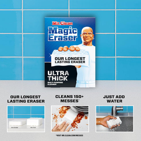 Mr. Clean Magic Eraser Ultra Thick Multi Purpose Cleaner, Magic Eraser Sponge Multi Surface Cleaner, 5ct...