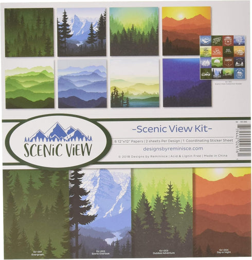 Reminisce Scenic View Scrapbnook Scrapbook Collection Kit, Multi Color Palette, 12x12 inches...