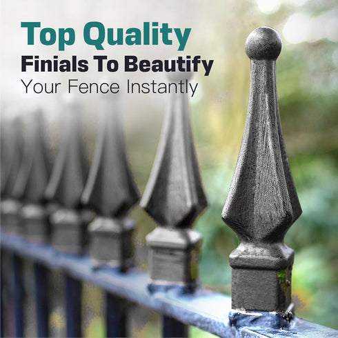 Fence Finial Toppers for Square Post | Four-Sided Spire | Premium USA Made | Black Polypropylene Plastic (10 Pack, Fits 1/2 in.)...