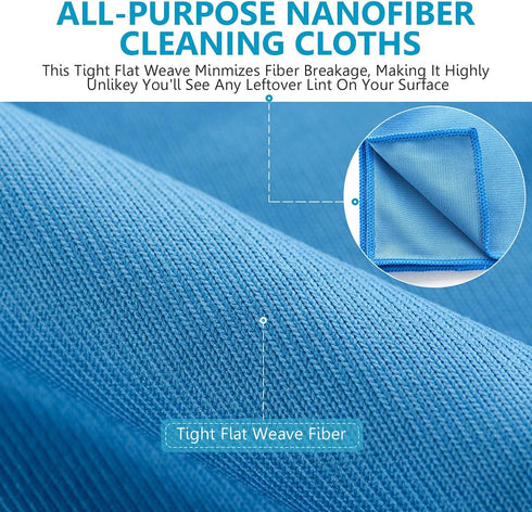 12 Pcs Microfiber Glass and Window Cleaning Cloths,12" x 12" Lint Free Streakless Buff Polishing Cloth,Quickly Clean Windows, Windshields, Mirrors...